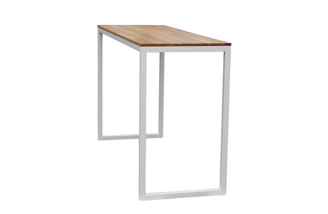 Stehtisch Eiche- Stahl weiß 185er