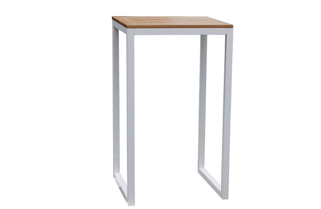 Stehtisch Eiche- Stahl weiß 64er