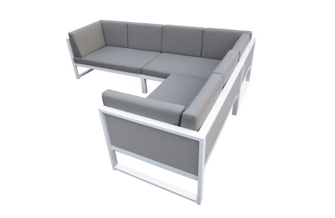 Outdoorecksofa weiß  grau