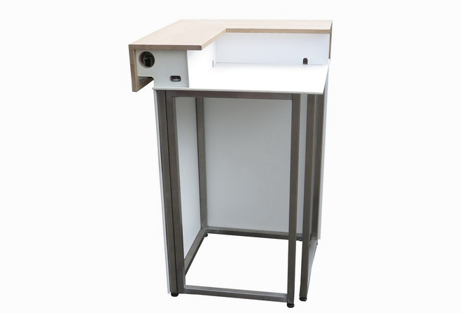 Eckelement LED-Bar weiß mit Gästeblatt Eiche