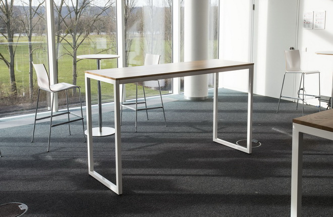 Stehtisch Eiche- Stahl weiß 185er